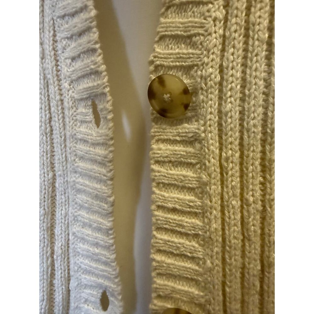 American Eagle cream ivory ribbed v neck button cardigan womens large - Picture 2 of 7